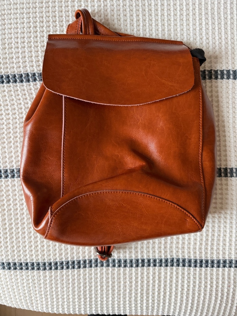 Men's Casual Brown Leather Backpack